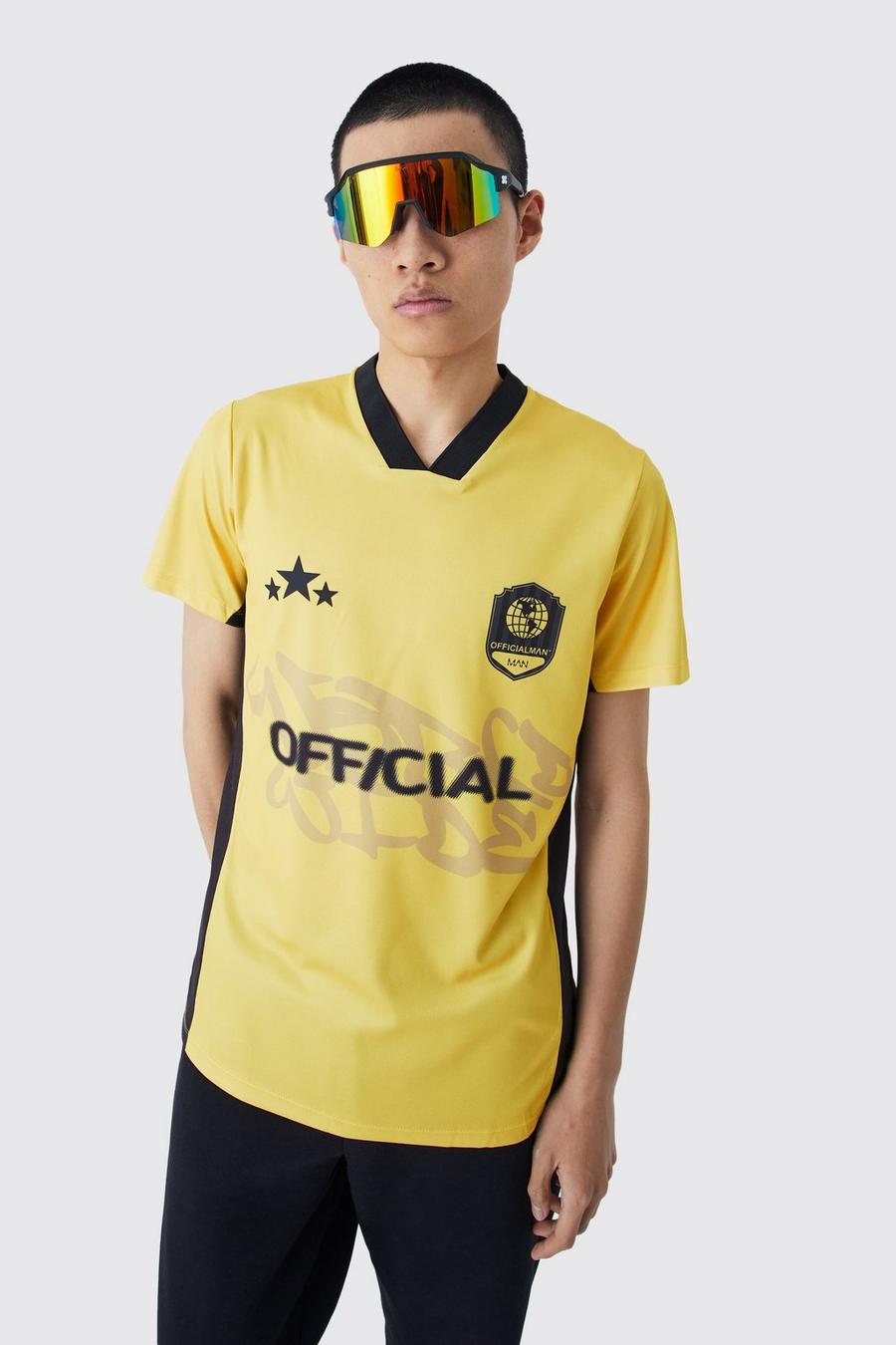 Yellow Official Voetbal Overhemd Met Korte Mouwen