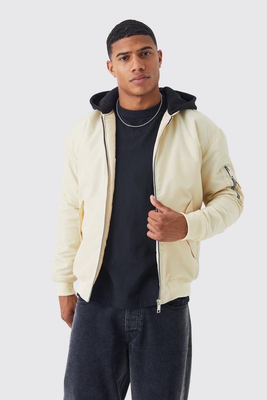 Stone Ma1 Bomber With Jersey Hood