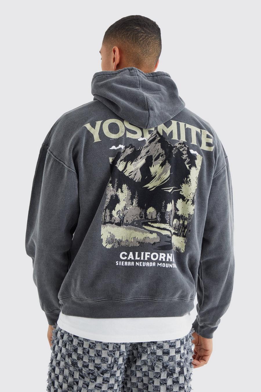 Grey Oversized Scenic Graphic Hoodie image number 1