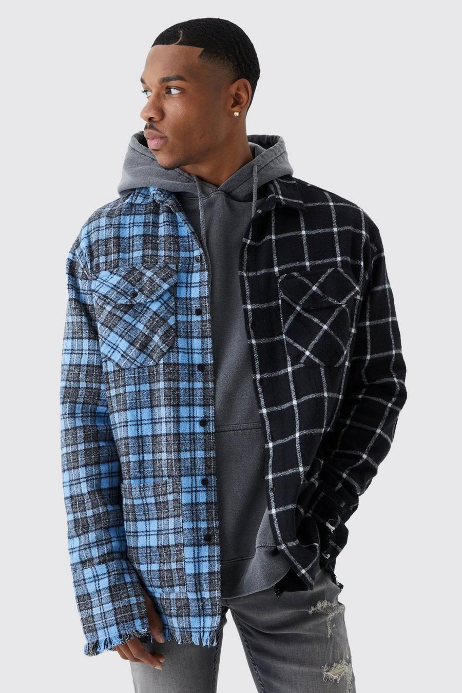 Multi  Middle Spliced Checked Shirt