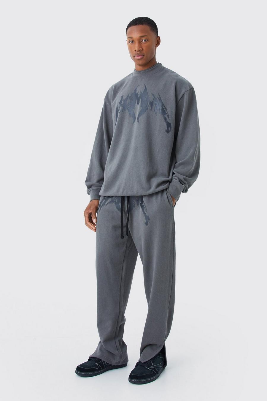 Oversize Sweatshirt-Trainingsanzug, Charcoal