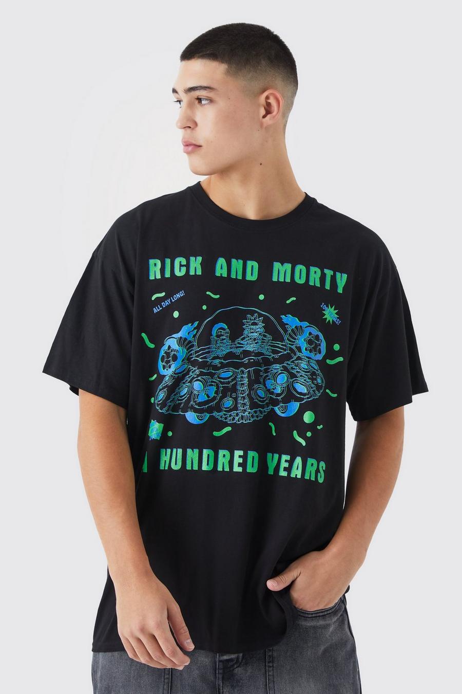 Black Oversized Rick And Morty License T-shirt