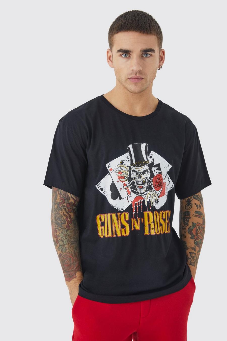 Oversize Batik T-Shirt mit Guns N Roses Print, Black