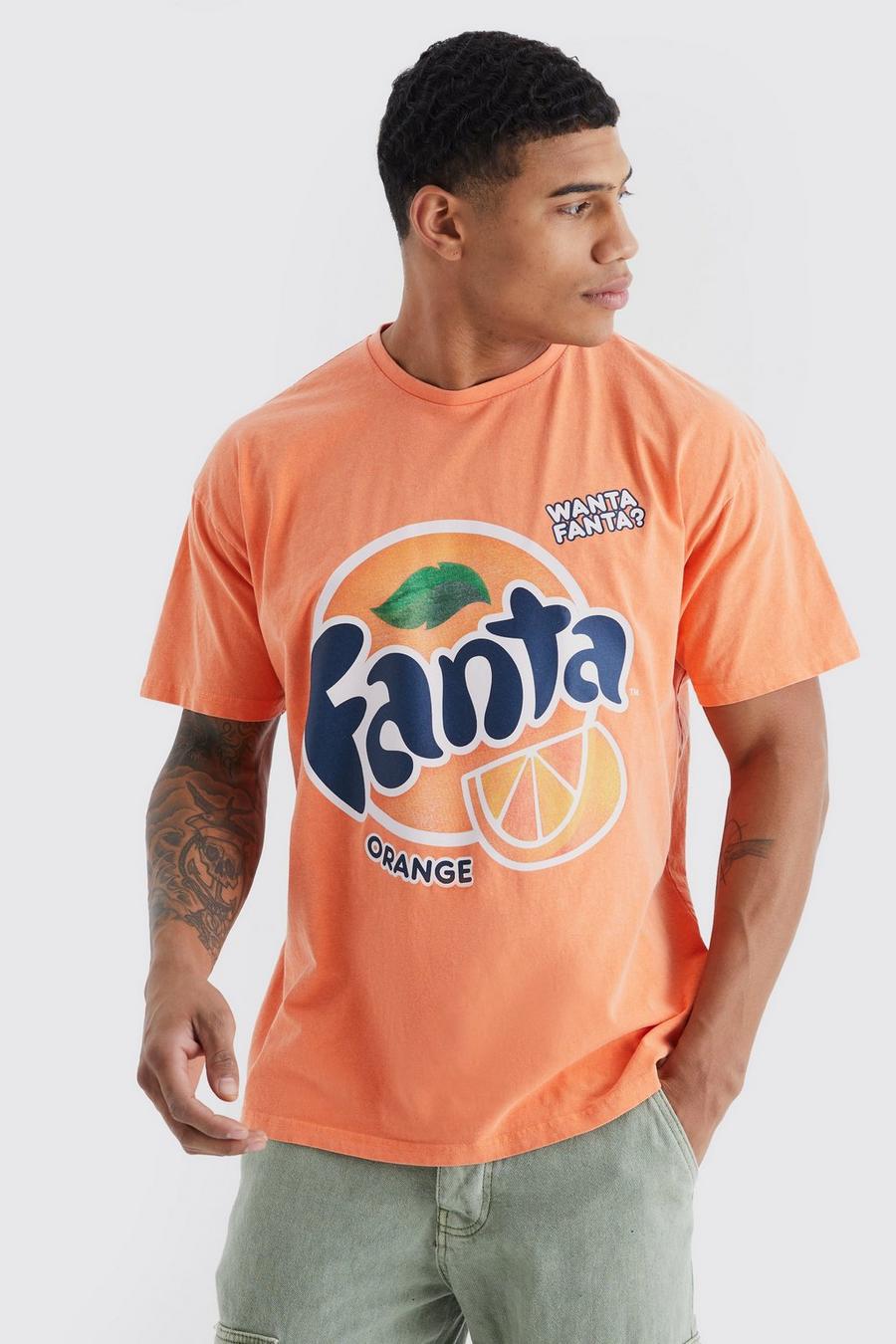 Camiseta oversize con lavado a la piedra y estampado de Fanta Orange