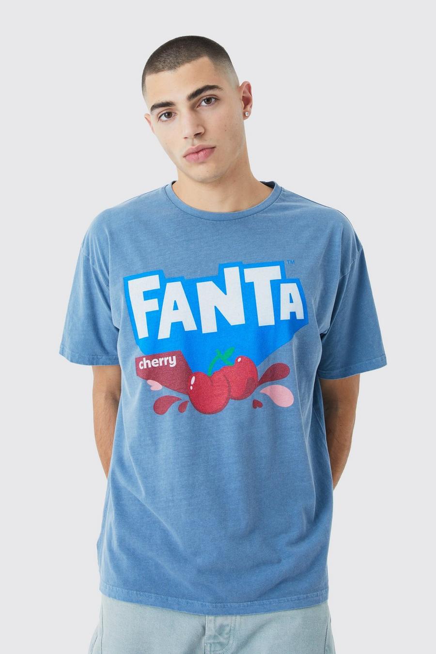 Navy Oversized Gelicenseerd Fanta Cherry Wash T-Shirt