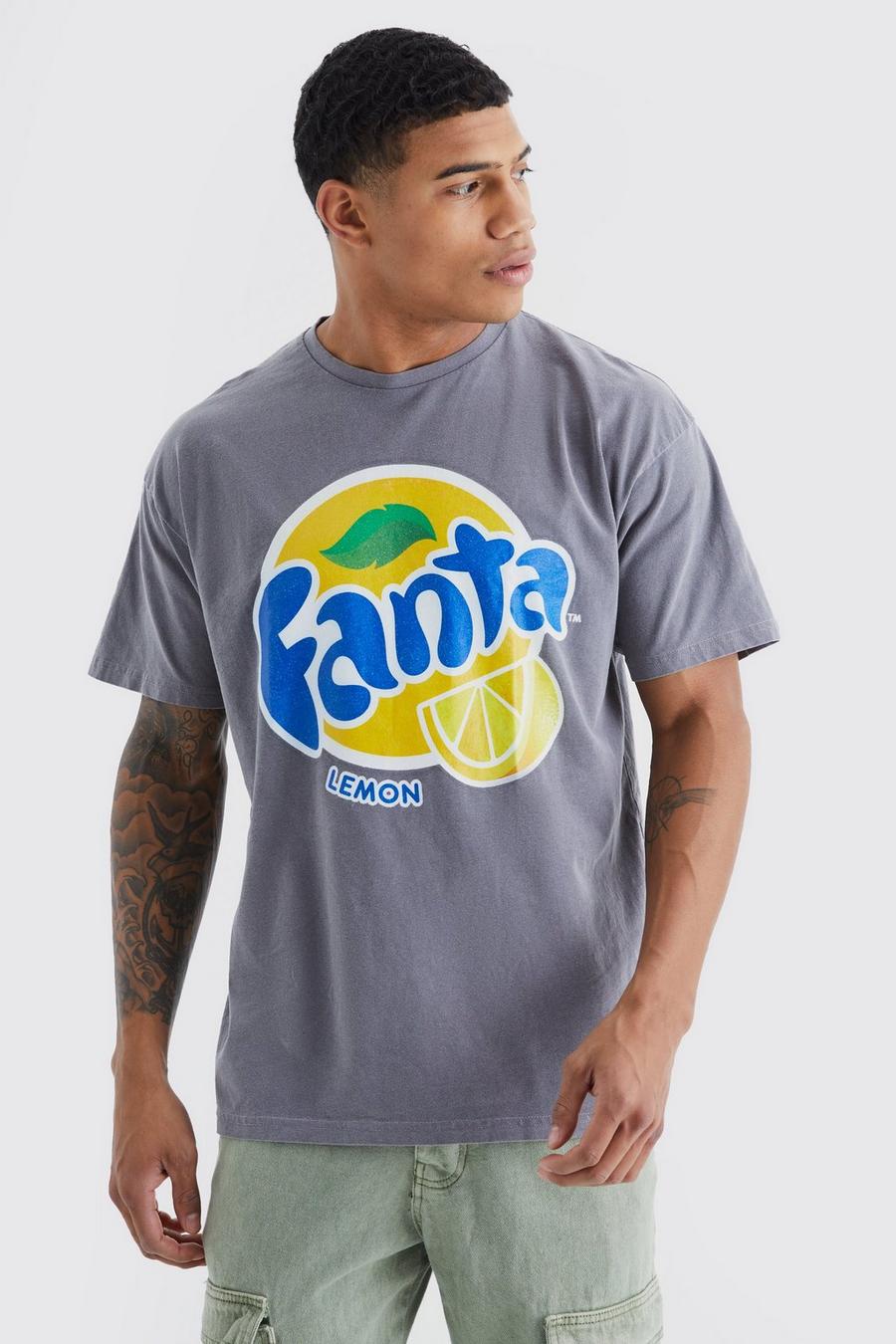 Oversize T-Shirt mit lizenziertem Fanta Lemon-Print, Charcoal
