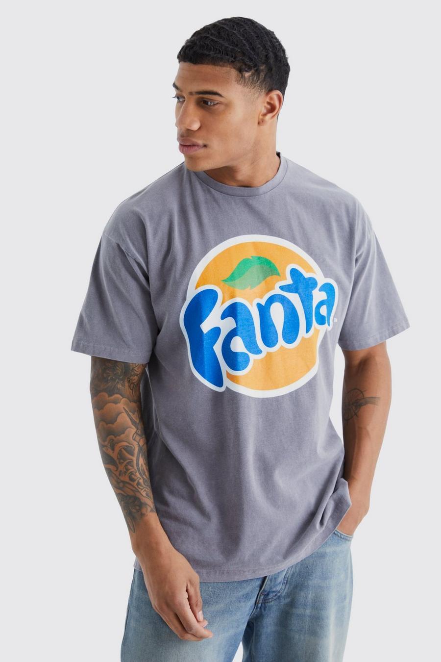 Camiseta oversize con lavado a la piedra y estampado de Fanta Orange, Charcoal