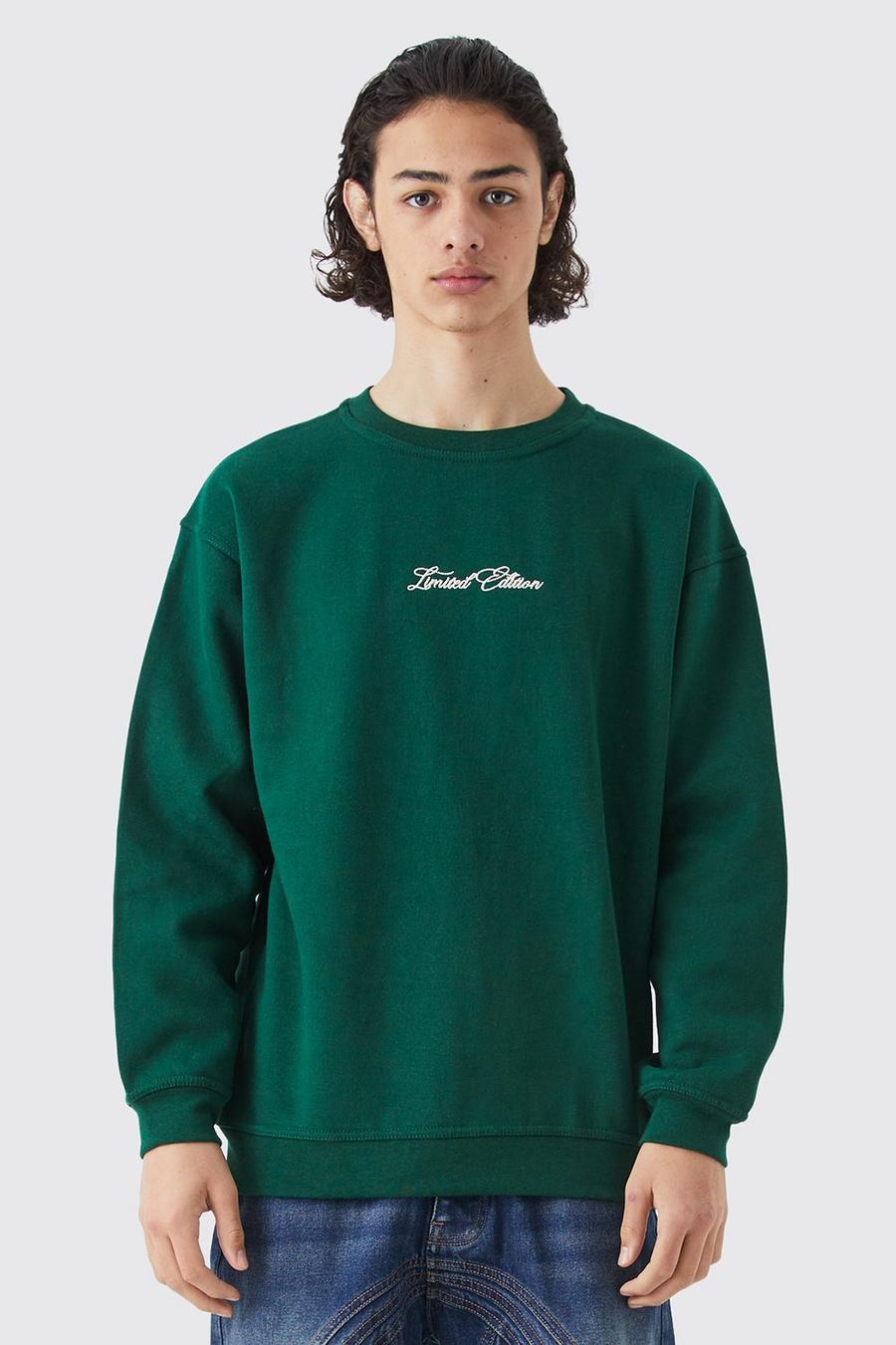 Oversize Sweatshirt mit Limited-Print, Bottle green