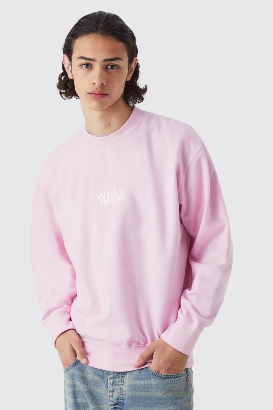 Oversize Worldwide Sweatshirt, Light pink