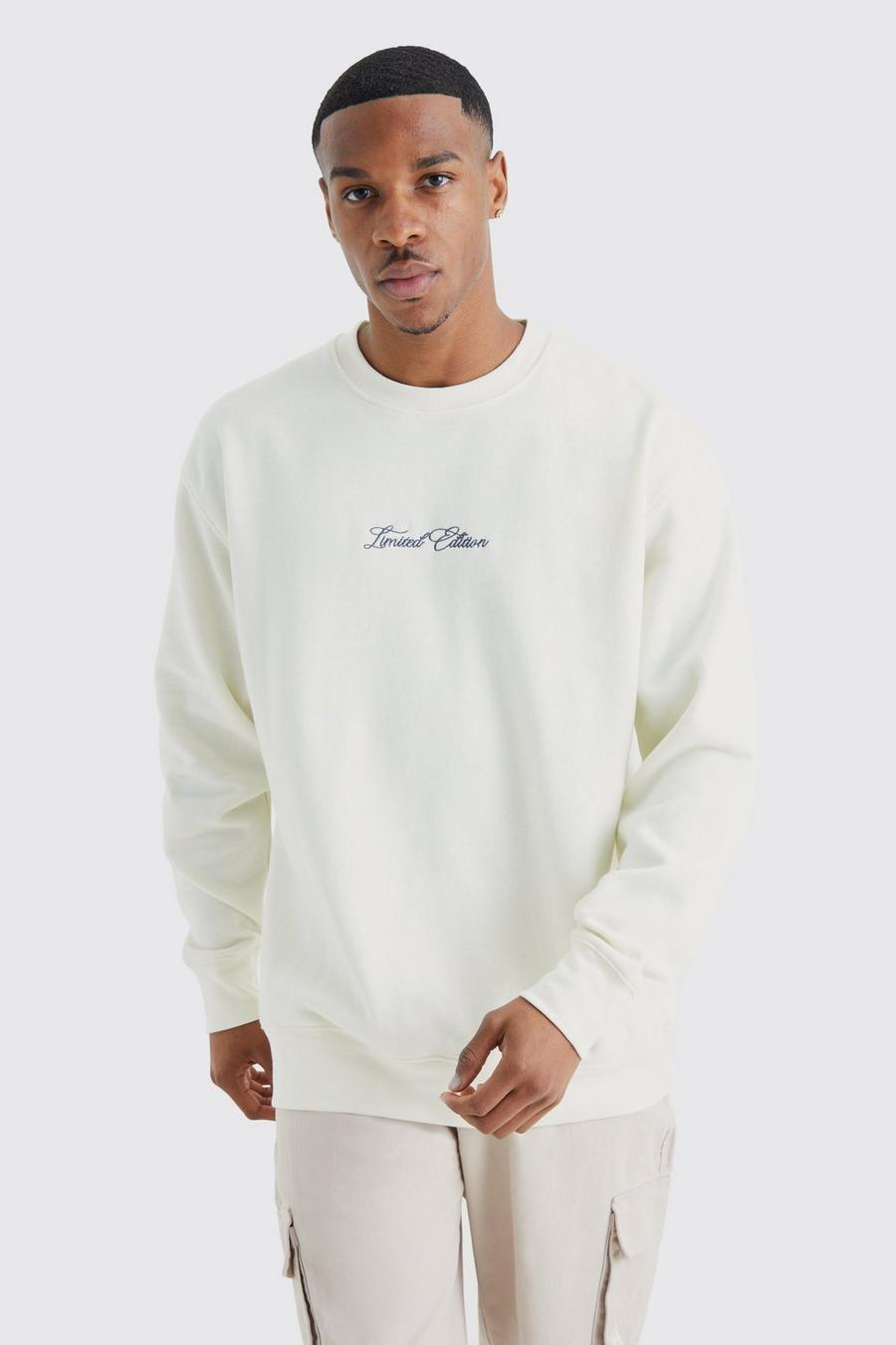Oversize Sweatshirt mit Limited-Print, Ecru
