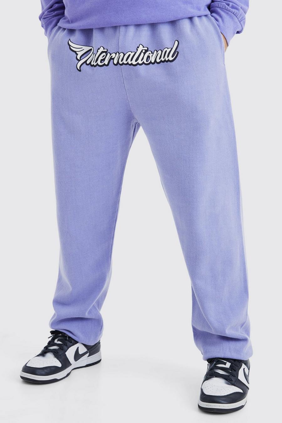 Pantalón deportivo oversize con estampado gráfico Worldwide en la entrepierna, Purple