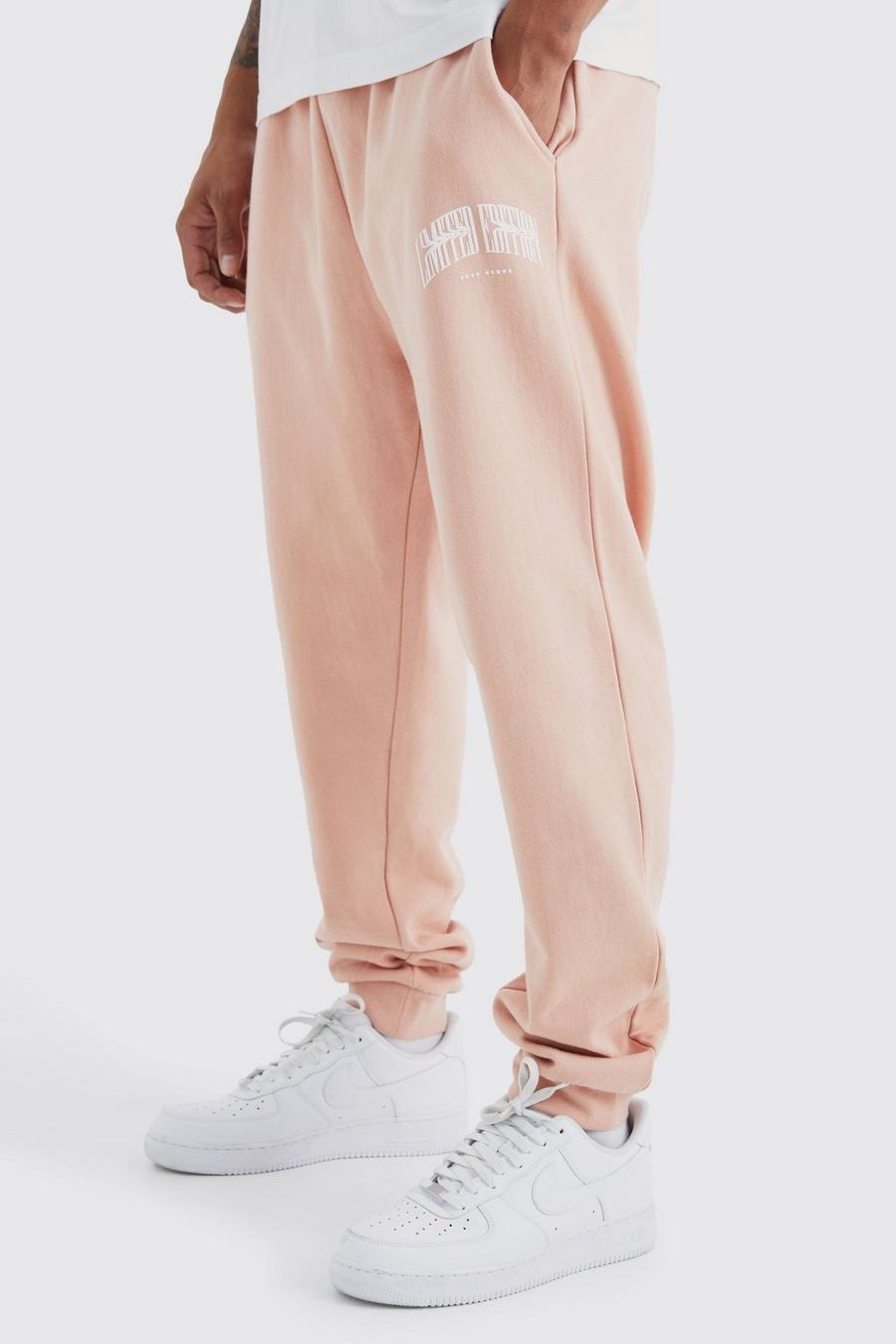 Pantaloni tuta oversize Limited Edition con grafica, Dusty pink