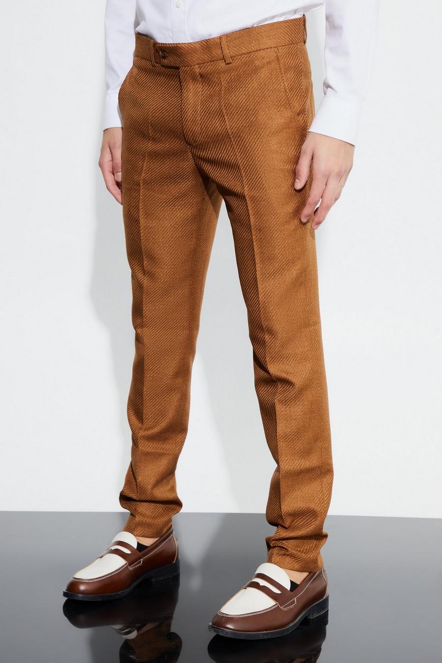 Mustard Skinny Fit Marl Suit Trousers image number 1