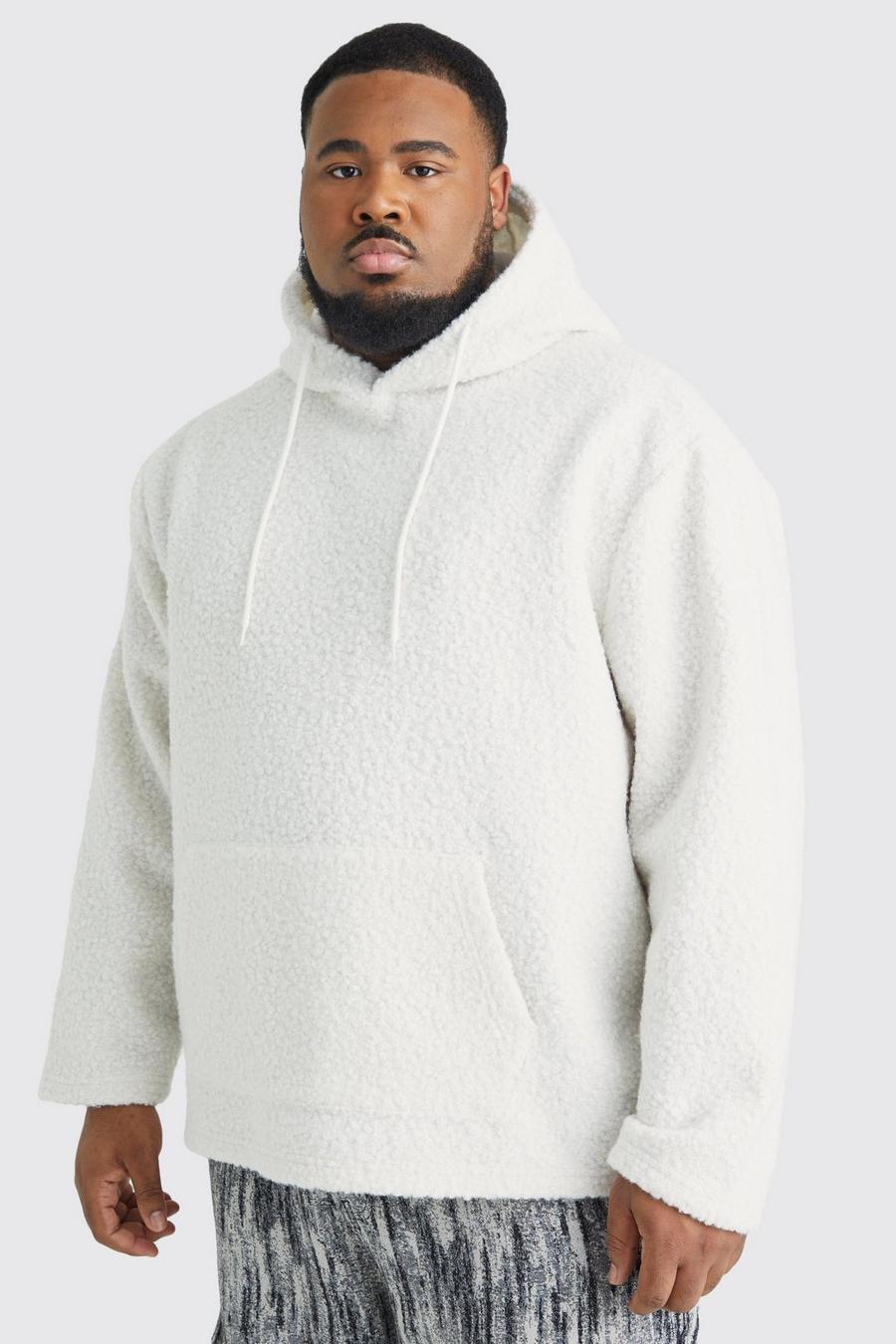 Ecru Plus Oversized hoodie i teddy i bouclé image number 1