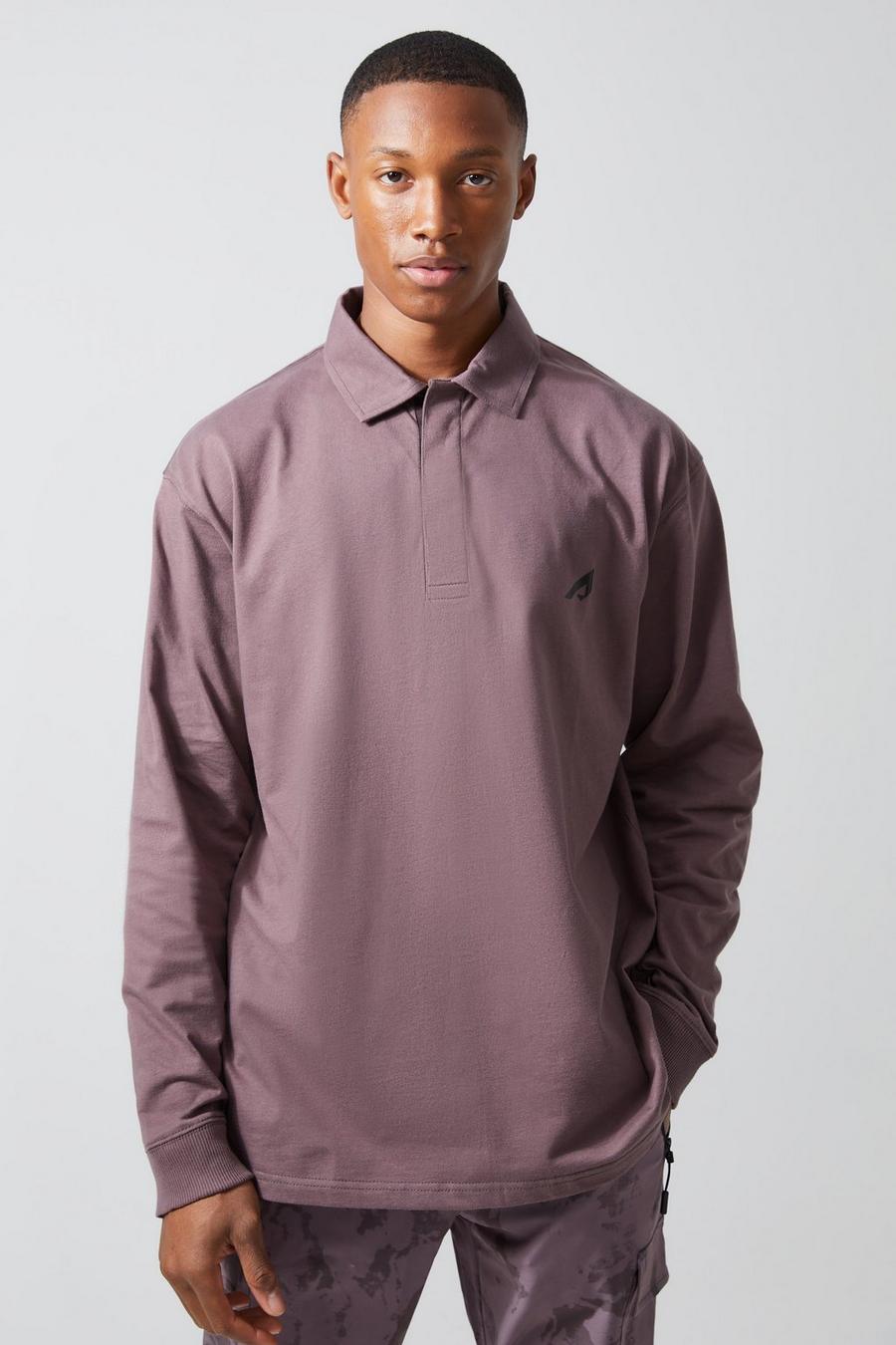 Dusty red Active Oversized Dikke Rugby Polo image number 1