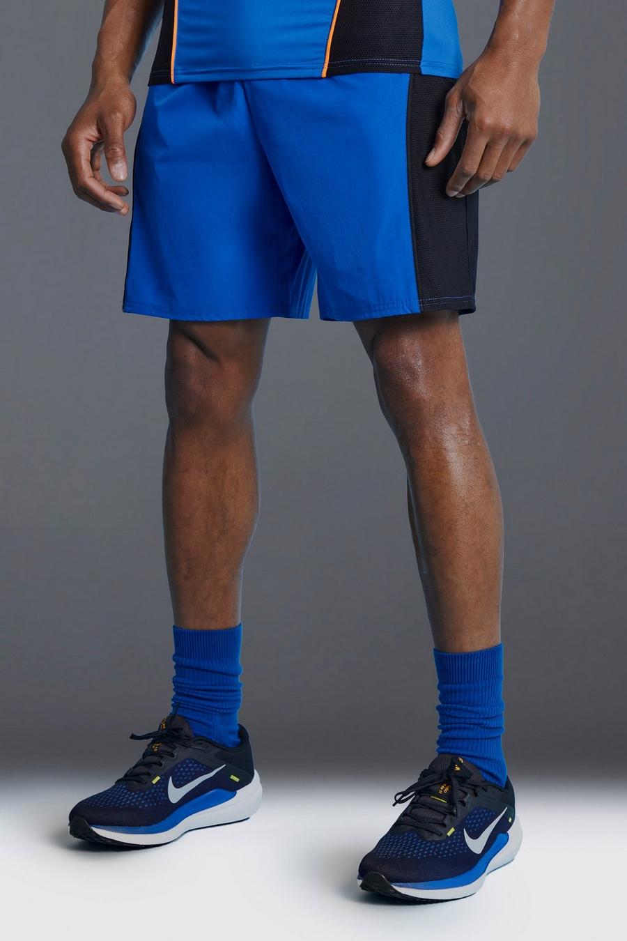 Cobalt Man Active Shorts Met Color Block Panelen