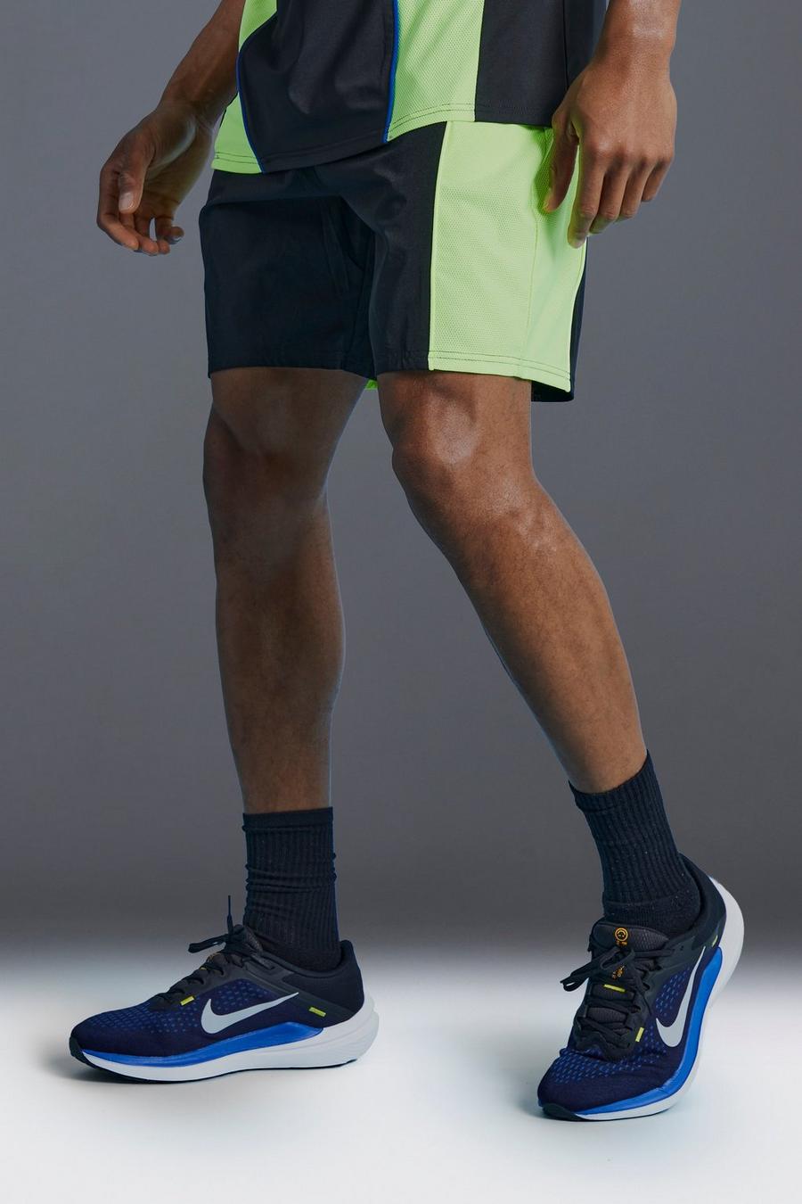 Black Man Active Colour Block Panelled Short