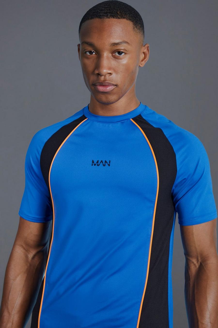Camiseta MAN Active con paneles y colores en bloque, Cobalt