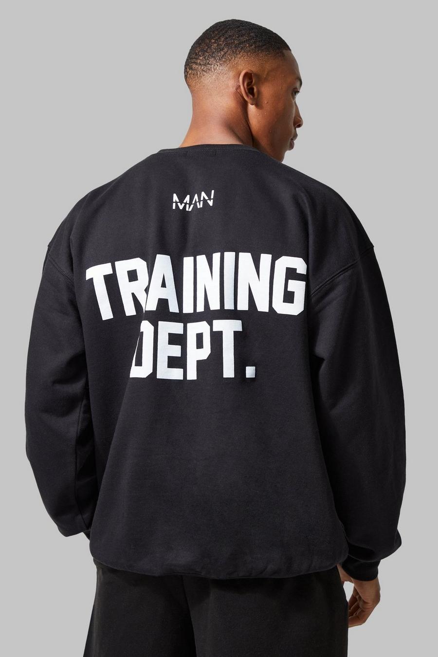 Man Active Oversize Sweatshirt mit Training Dept Print, Black