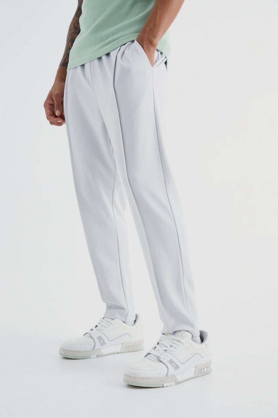 Pantalón deportivo ajustado ajustado con cintura elástica y alforza, Light grey
