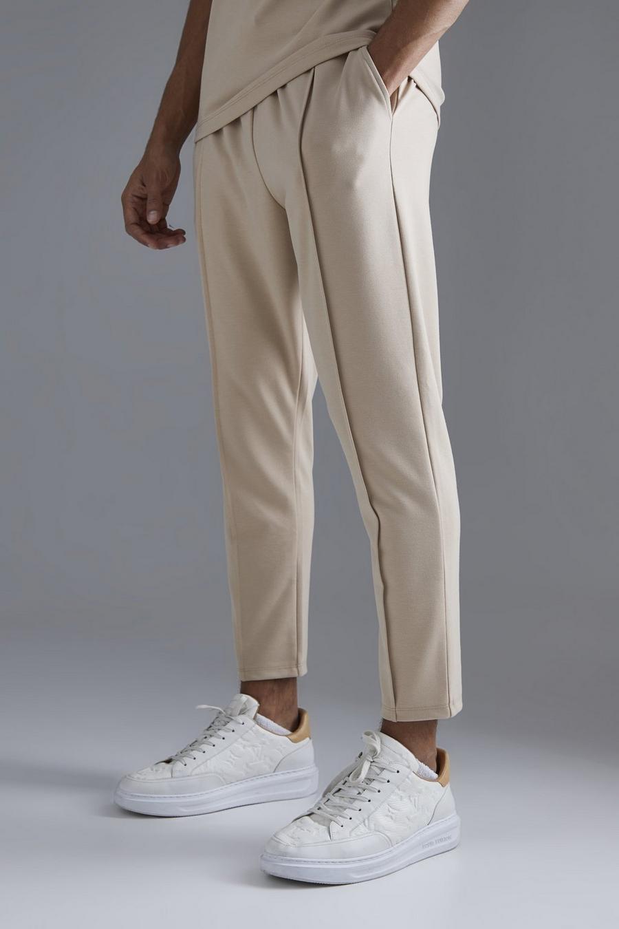 Pantalón deportivo ajustado ajustado con cintura elástica y alforza, Brown