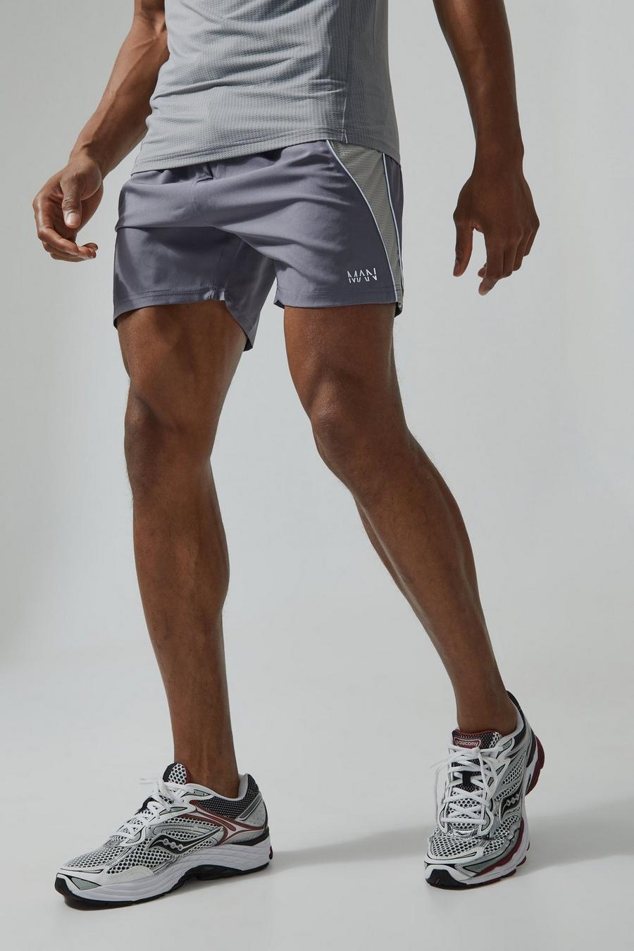 Man Active strukturierte Colorblock Mesh-Shorts, Charcoal