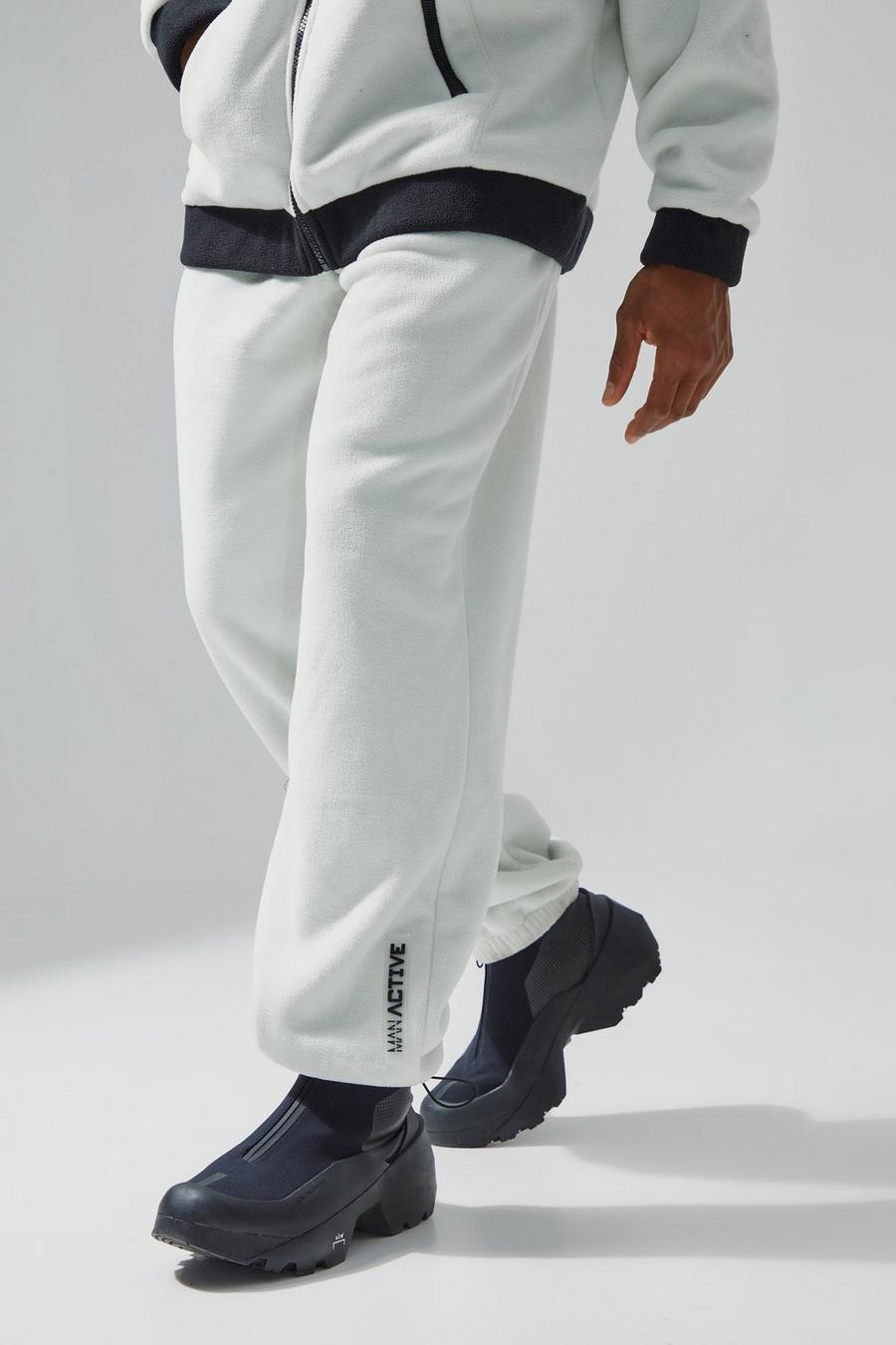 Pantalón deportivo oversize con forro polar grueso y cremallera, Grey