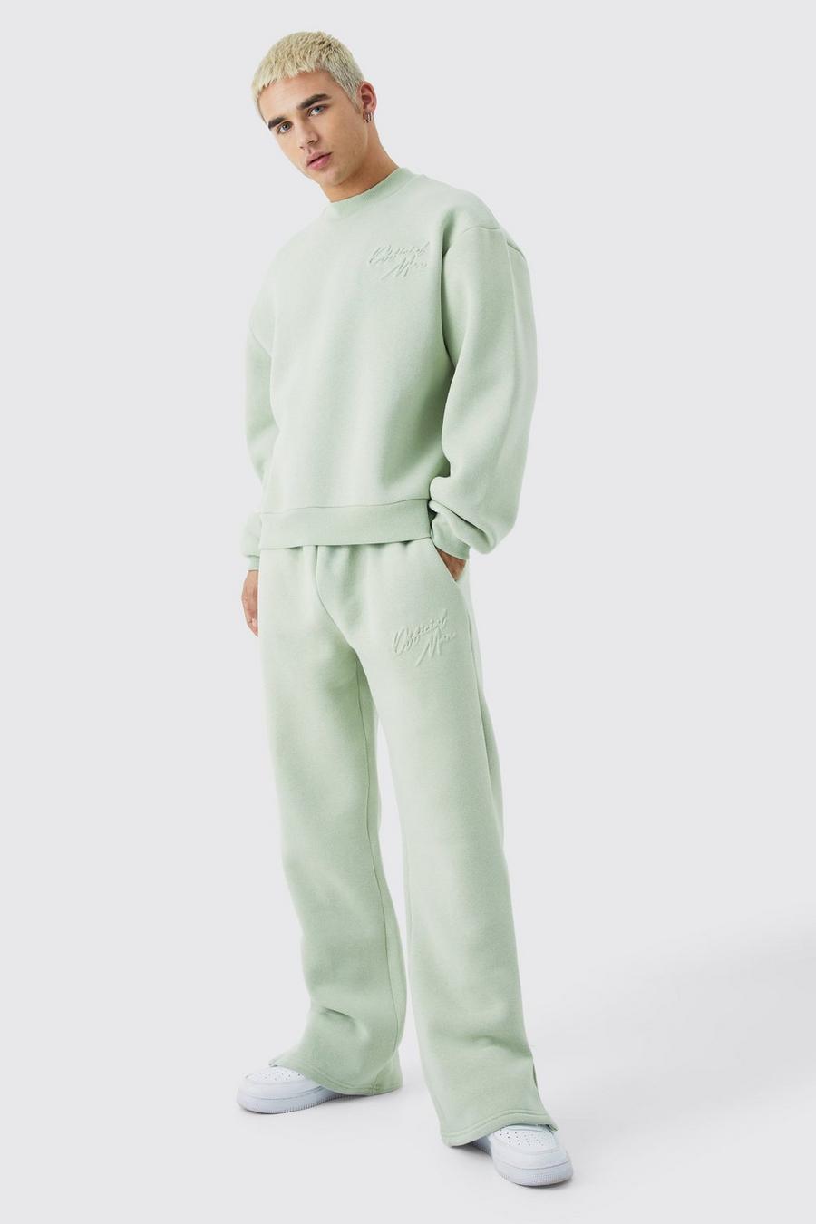 Sage Official Oversized Boxy Sweat Embossed Tracksuit image number 1