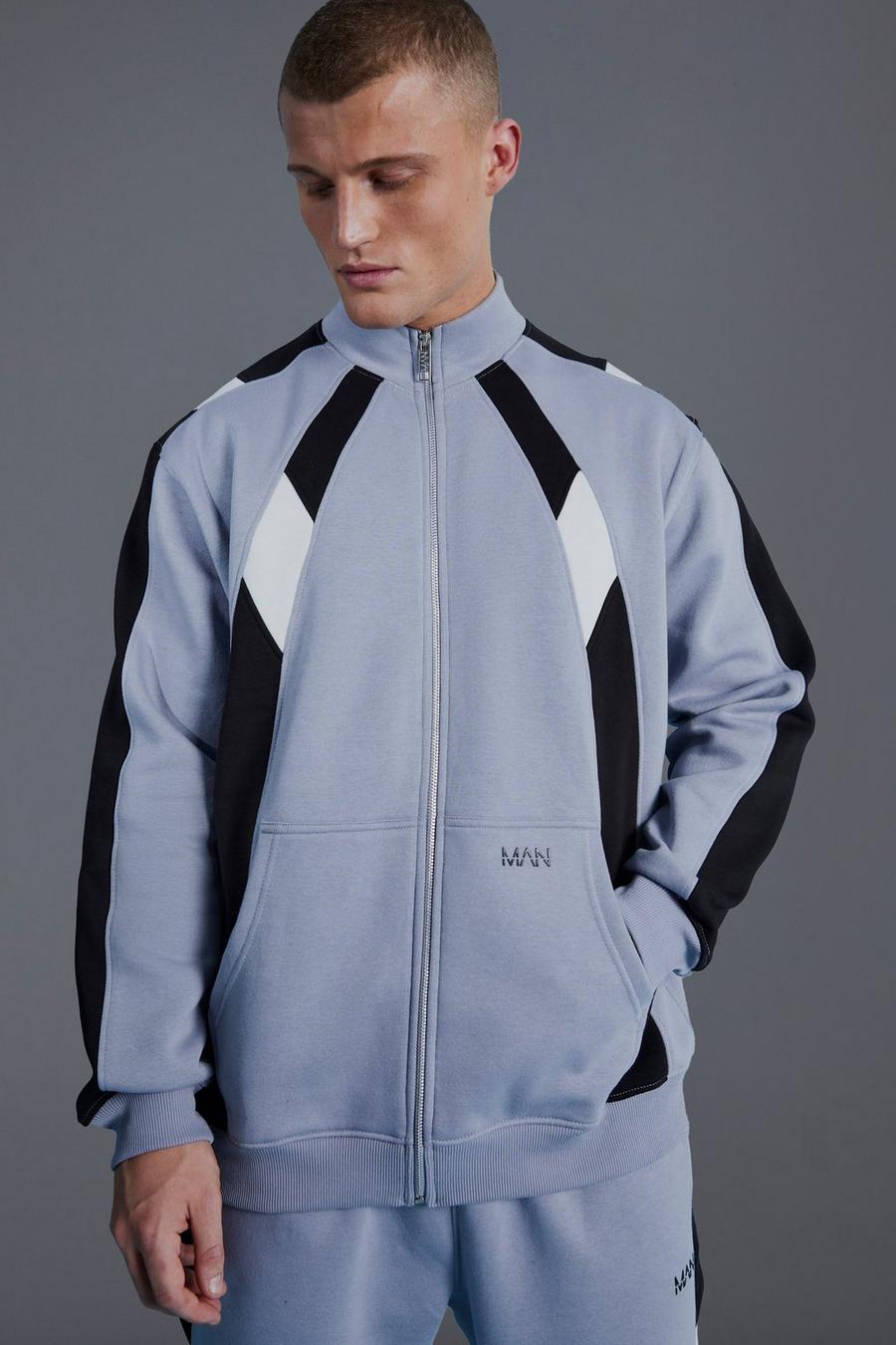 Charcoal Man Active Oversized Colour Block Track Top