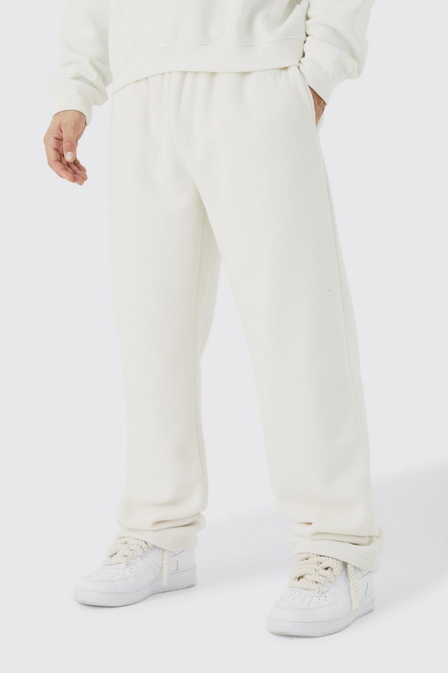 Pantalón deportivo holgado de microforro polar, White
