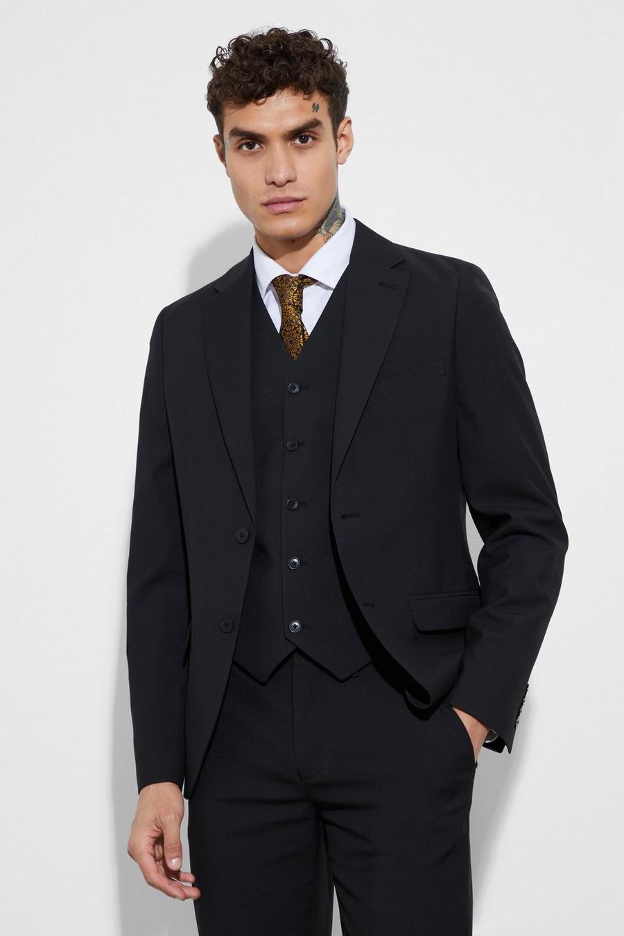 Black Slim Single Breasted Suit Jacket image number 1