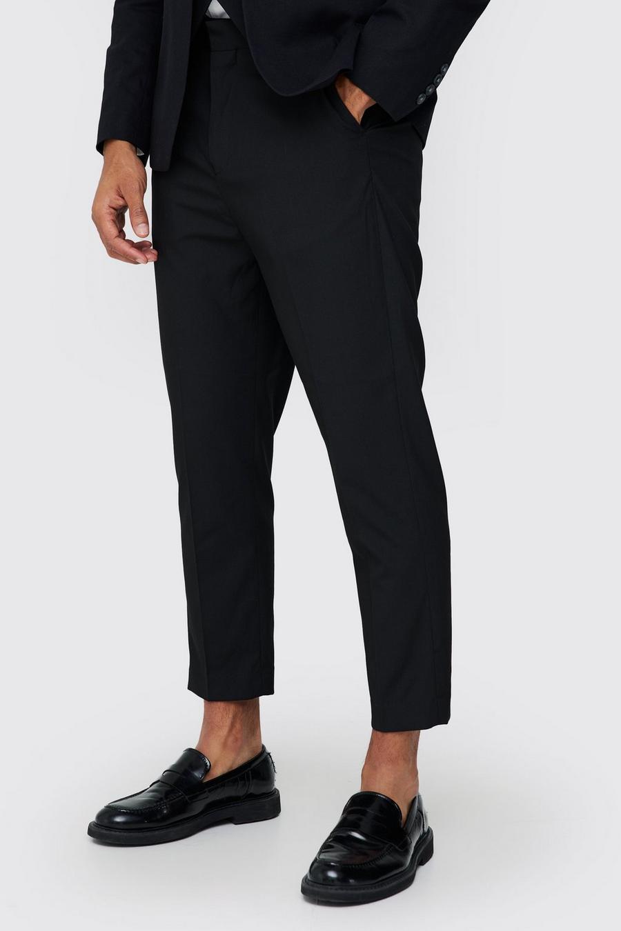 Pantalon slim court taille haute, Black image number 1