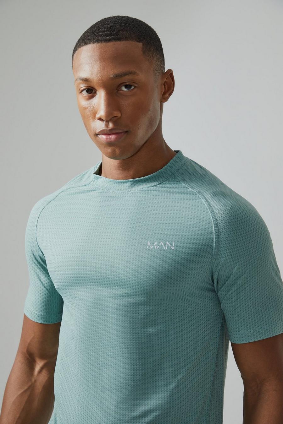 Camiseta MAN Active jaspeada ajustada al músculo, Sage