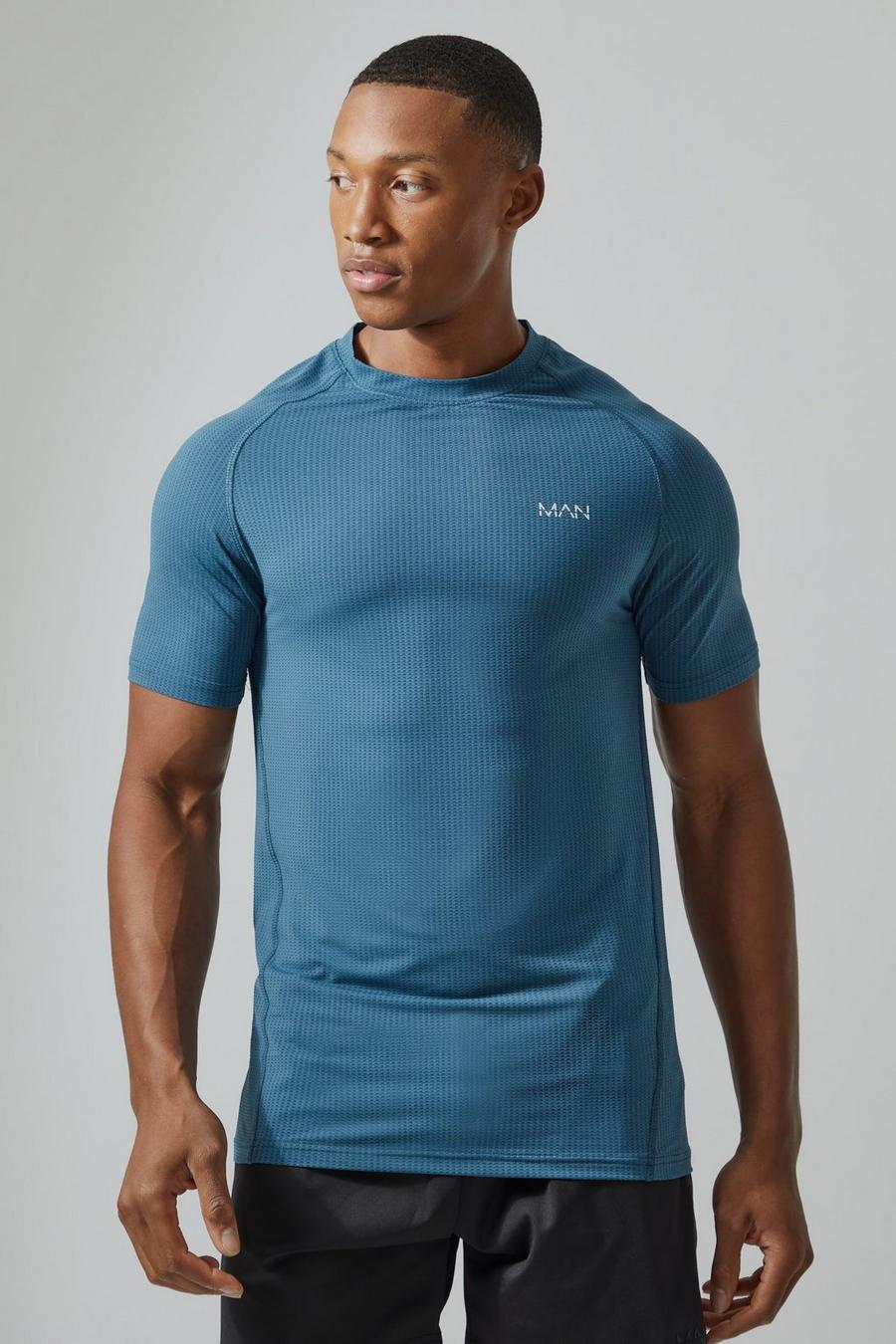 Teal Man Active Muscle Fit Marl T-shirt image number 1
