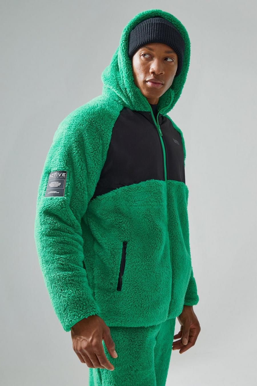 Green Borg Funnel Neck Tracktop With Hood 