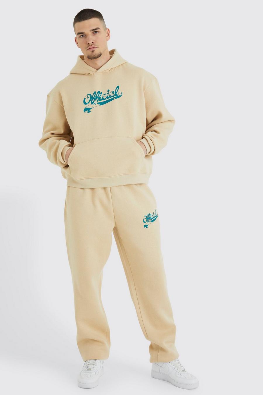 Sand Tall Oversized Boxy Official Hooded Tracksuit