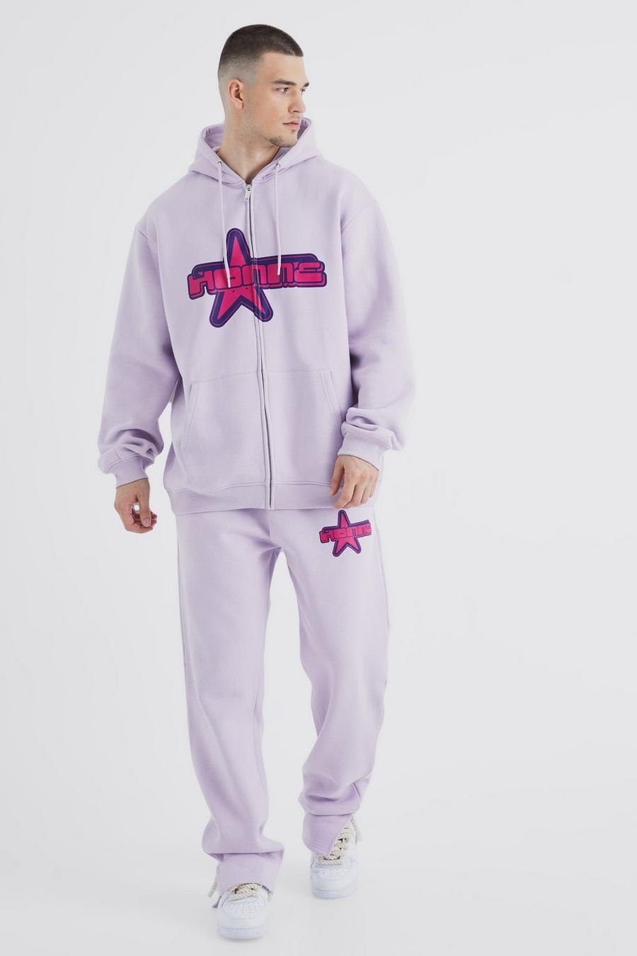 Lilac Tall Oversized Zip Through Y2k Tracksuit