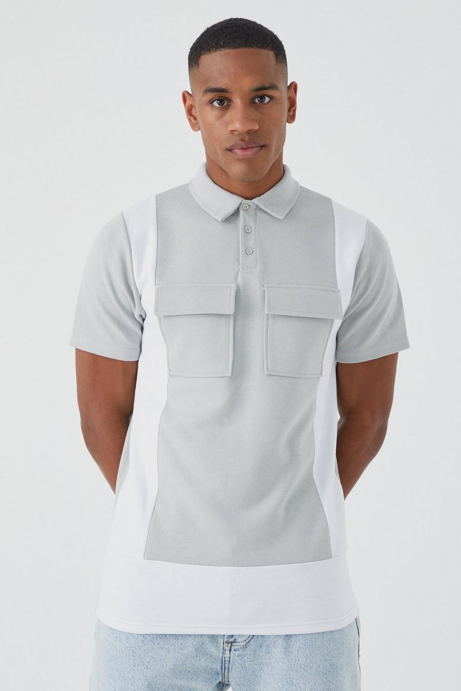 Slim-Fit Colorblock Poloshirt, White