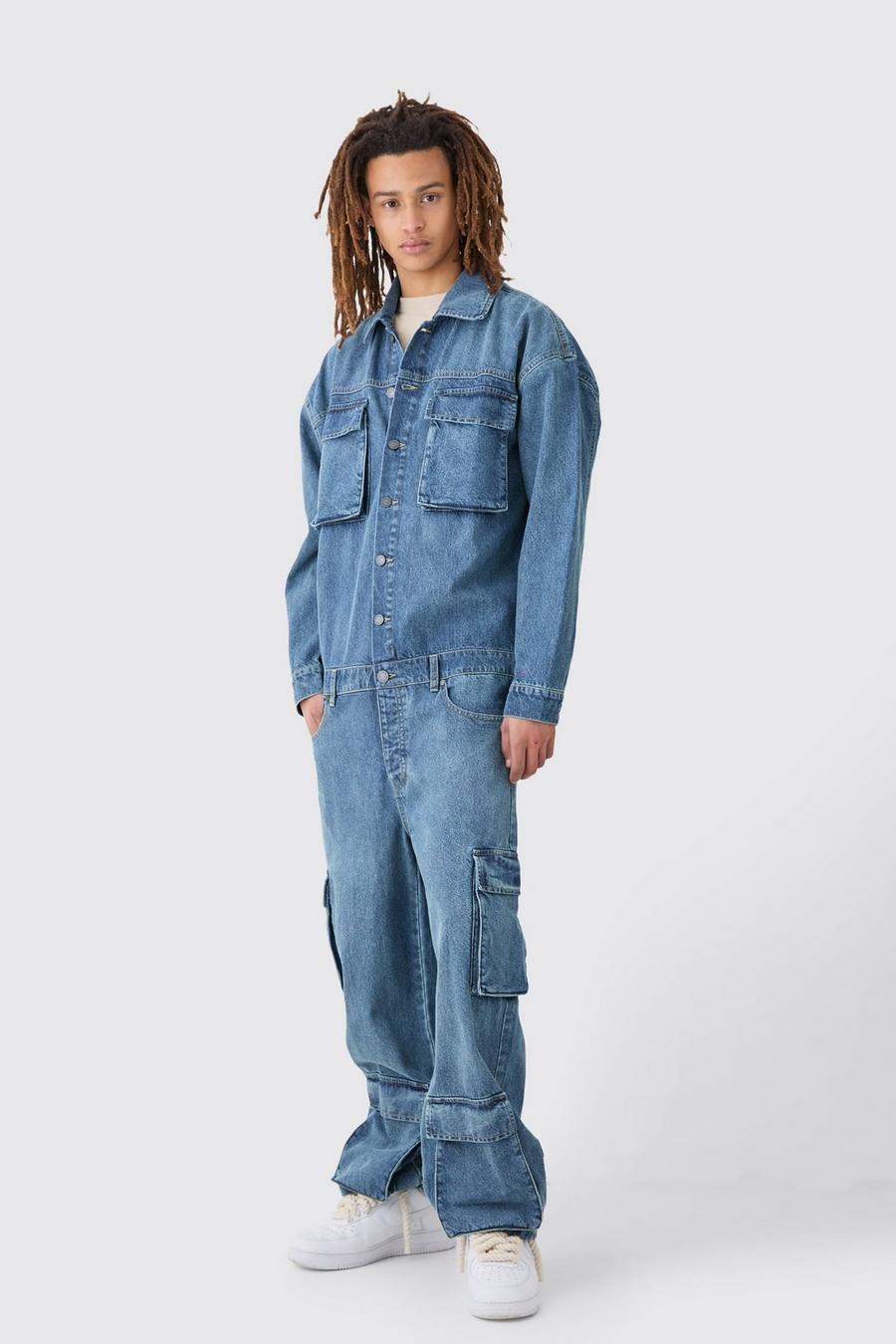 Combinaison oversize en jean, Vintage blue