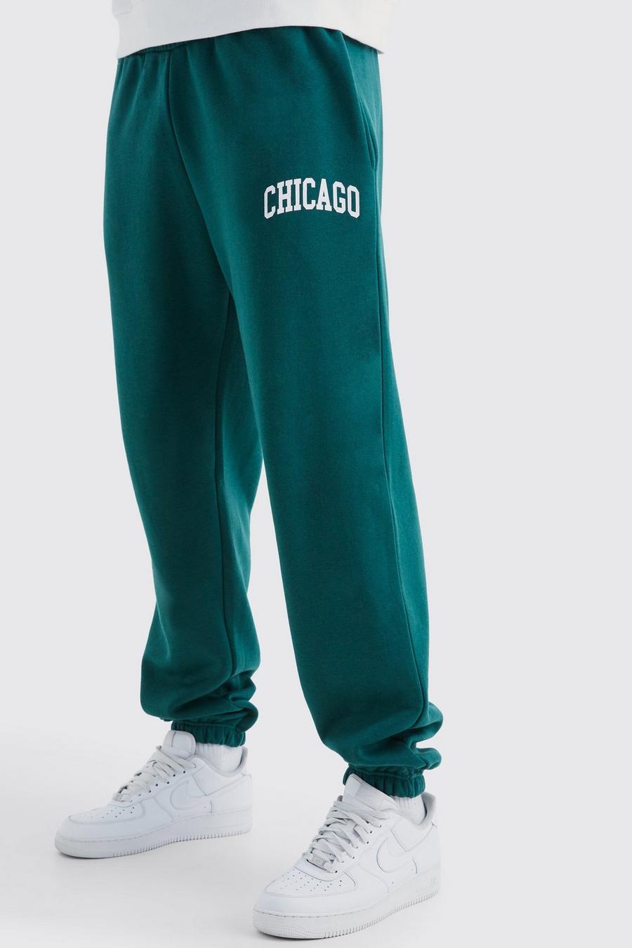 Tall Oversize Jogginghose mit Chicago-Print, Forest