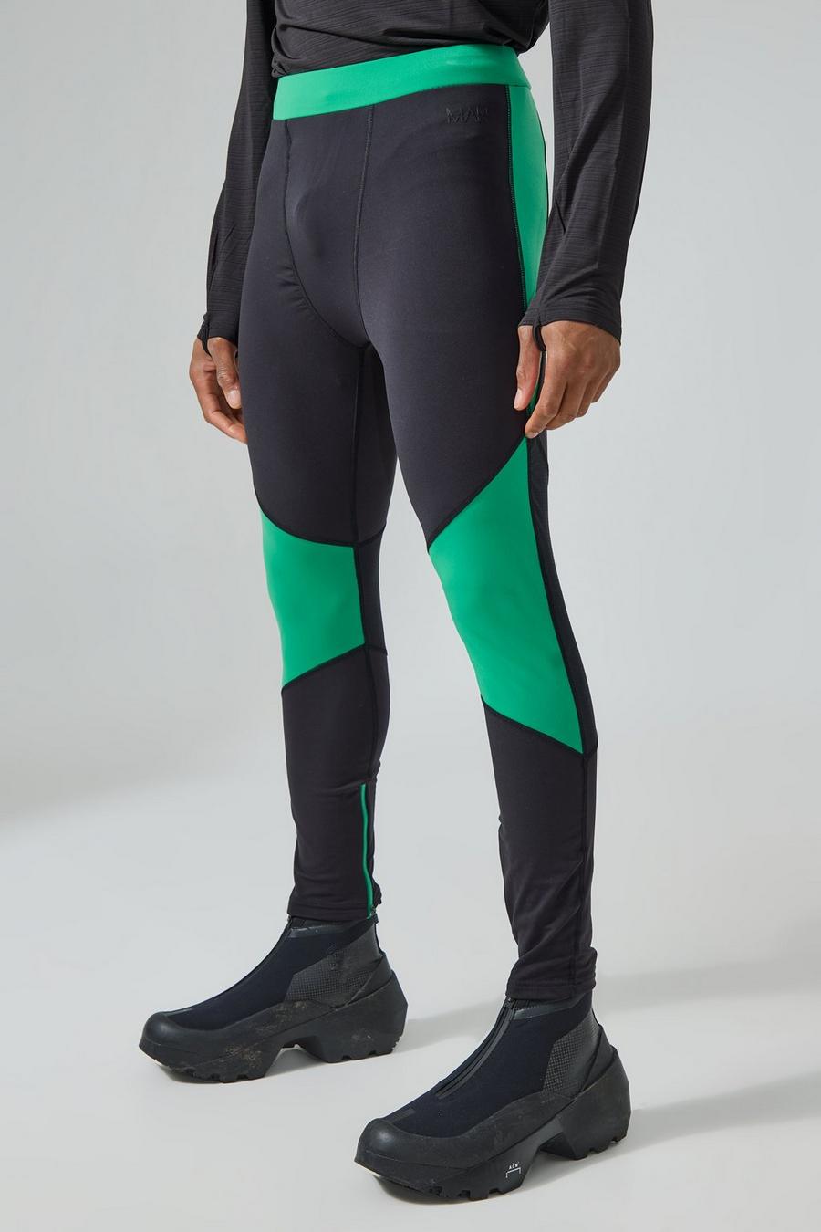 Green Man Active Color Block Leggings Met Laag Decolleté image number 1
