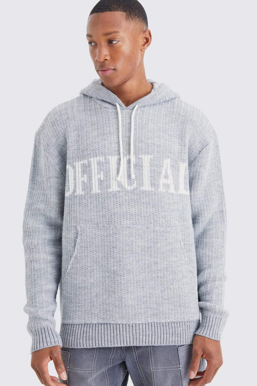 Light grey Oversized Ribbed Knit Hoodie May image number 1