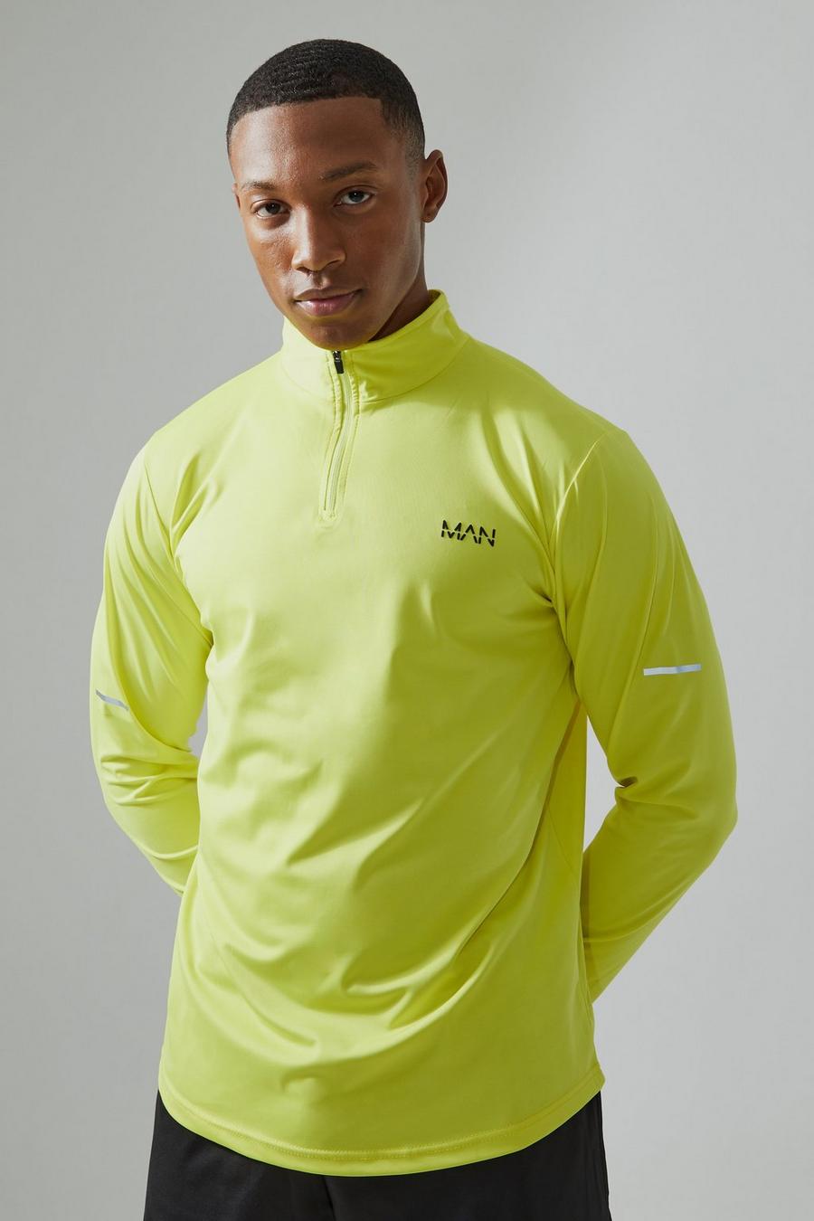 Man Active Performance Trainingsoberteil mit 1/4 Reißverschluss, Bright yellow