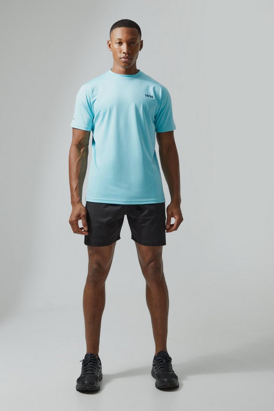 Man Active Performance T-Shirt und Shorts, Bright blue
