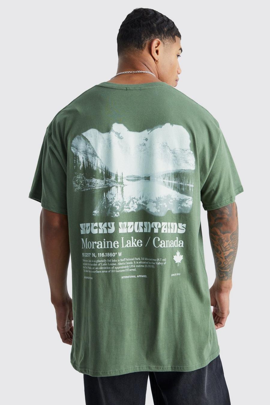 Green Oversized Lake Canada Graphic T-shirt