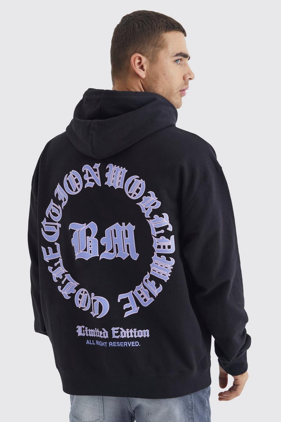 Black Worldwide Oversize hoodie med grafiskt tryck image number 1