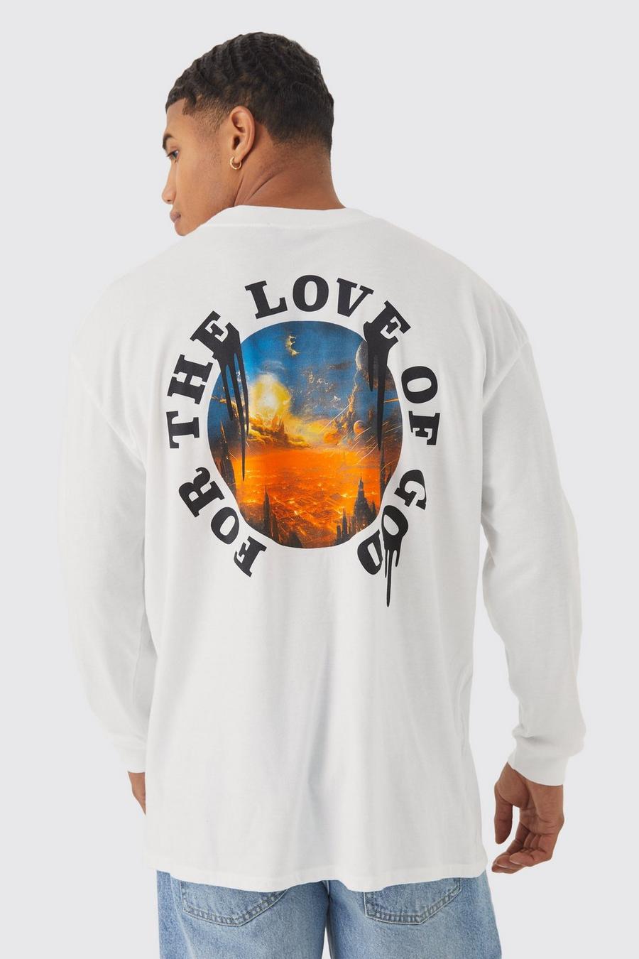 White Oversized Long Sleeve Back Graphic T-shirt