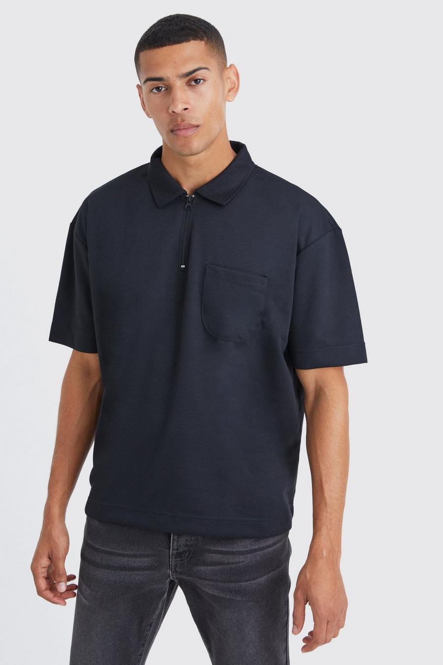 Oversize Poloshirt mit Taschen, Black image number 1