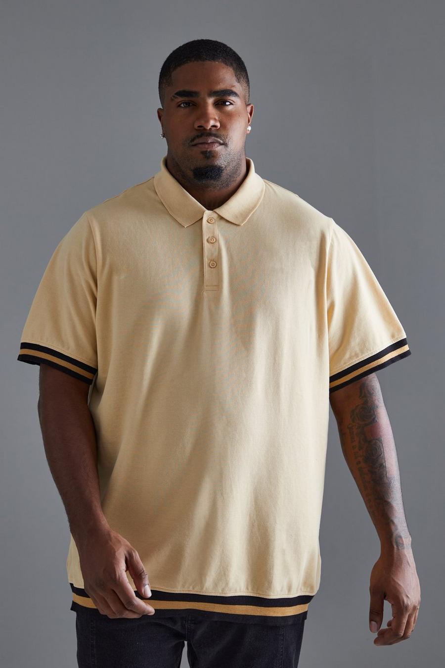 Beige Plus Taped Pique Polo