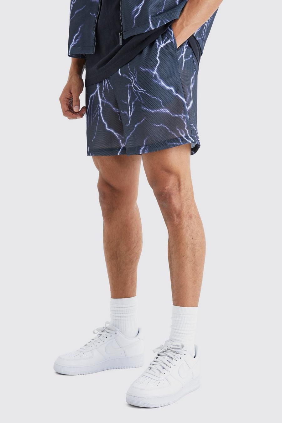 Mesh-Shorts mit elastischem Bund, Black image number 1